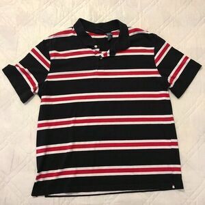 Bugle Boy black/red/white‎ stripe Polo shirt Large